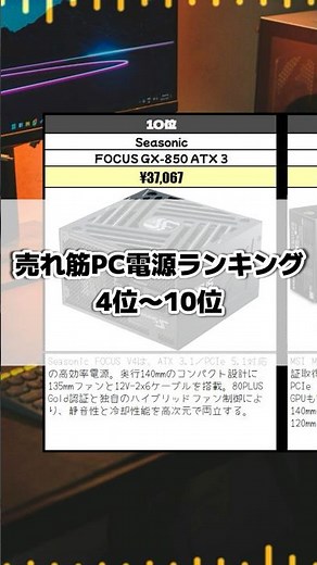 売れ筋PC電源ランキング4位〜10位！今選ばれてる電源はコレ #自作pc