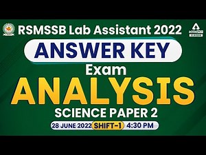 Lab Assistant Answer Key 2022 | RSMSSB Lab Assistant Science Paper 2 Solution | 28 June Shift-1