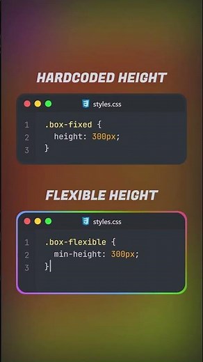 CSS Height: Hardcoded vs. Flexible Explained! 🤯📈 #CSS #WebDev #CodingTips