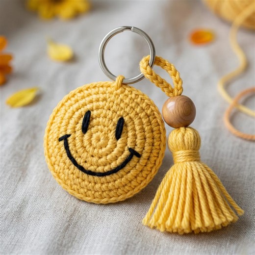 Crochet Smiley Face Keychain Pattern PDF | Amigurumi Emoji Bag Charm (beginner Friendly) - Etsy