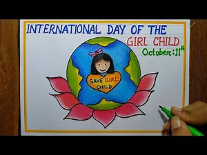 International Day Of The Girl Child poster Drawing, Oct-11th| How to draw save girl child drawing