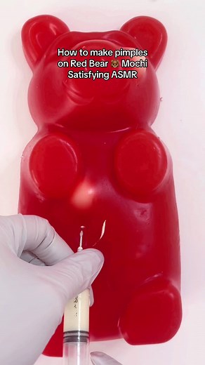 Red Bear Mochi Pimple Popping Tutorial | ASMR