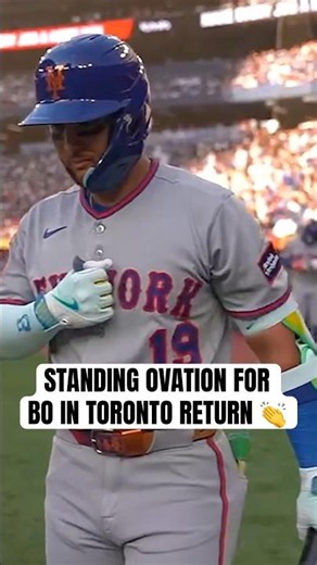 Bo Bichette receives a standing ovation in his first at-bat back in Toronto 💙 #MLB #BlueJays #Mets