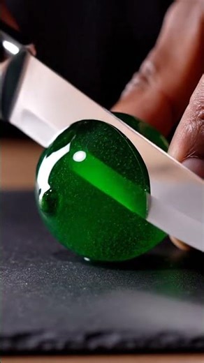 Hypnotic Emerald Glass Lime Divisions ASMR - Oddly Satisfying Slicing