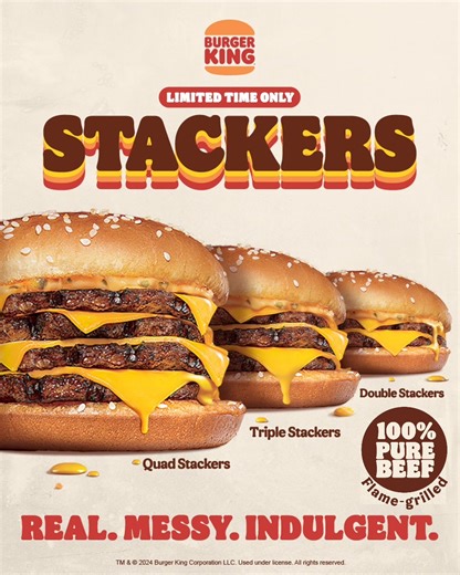 1.8K views · 96 reactions | cheese...BURGER...cheese...BURGER...cheese...BURGER... as the King, need we say more? Stack it up with the newest BK Stackers, perfect for every meat lover and cheese lover out there.  Have it in Double, Triple or Quad  Available for a limited time only! Order now via BK App. Google Play Store: https://bit.ly/3UXSNQM App Store: https://apple.co/3Hzg5Z2 | Burger King Philippines | Facebook