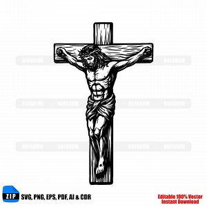 Jesus on Cross SVG, Crucifix Vector, Christian Art (digital File) - Etsy