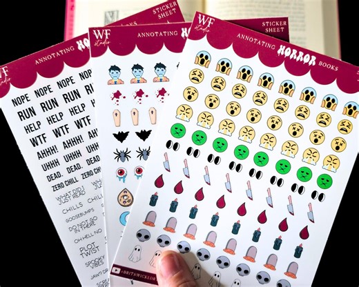 Horror Book Annotation Stickers | Vinyl Sticker Sheets for Annotating Horror Reads & Journals Annotating Stickers for Readers - Etsy