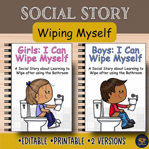 Wiping Bottom Social Story | Toileting Social Story for Autism & Special Needs | Hygiene Life Skills for Kids | Boy and Girl Potty Training - Etsy