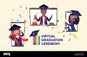 Virtual graduation ceremony 2021. Online video call with multiethnic graduates Stock Vector Image & Art - Alamy