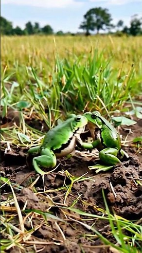 Epic Frog Battle in the Field | Two Frogs Fight Fiercely for Territory #Shorts #FrogFight