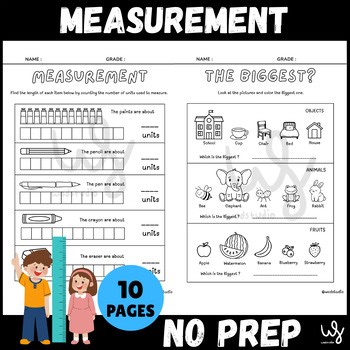 Measurement Worksheets: Length, Height, and Comparing Sizes (No Prep)