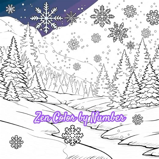 Starry Mandala Sky Winter Forest Zen Color by Number app #coloringbook #digitalcoloring
