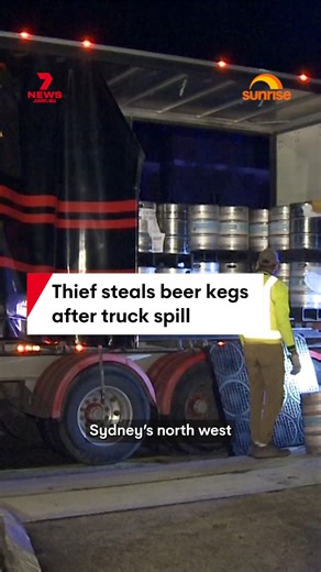 An opportunistic thief has stolen two kegs of beer after a truck lost its load in Carlingford in Sydney's northwest. #beer #thief #beerkegs #truckcrash #carlingford | 7NEWS Australia