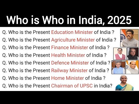 Who is Who in India, 2025 || Current Affairs 2025 || Updated list of All Cabinet Ministers.
