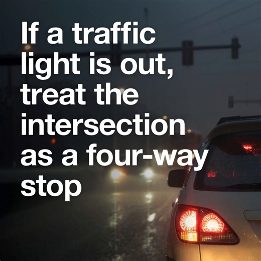 3.1K views · 34 reactions | Power interruptions can cause traffic signals to stop working unexpectedly. If you encounter a non-working traffic signal at an intersection, Florida law requires that you treat it as a four-way stop. Follow the right-of-way rules, exercise caution and obey traffic laws. | Florida Power & Light | Facebook
