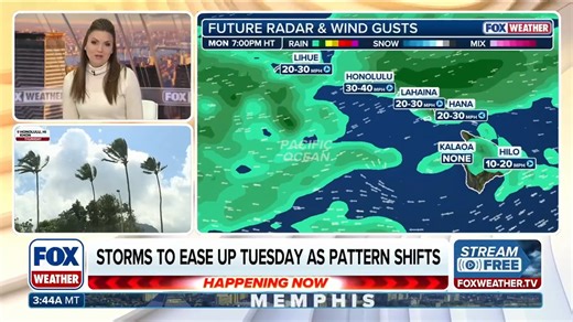 🌧️HAWAII DRENCHED: Over 10 inches of rain fell in just 24 hours this weekend across parts of Hawaii as the state is drenched by a sprawling storm system. State offices and public schools are closed Monday. When the storm will lift: https://www.foxweather.com/extreme-weather/flood-watch-issued-hawaii-powerful-storm-system-approaches | FOX Weather