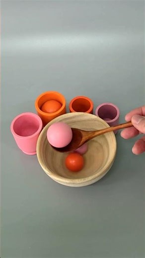 Satisfying Color Sorting ASMR with Wooden Balls & Cups! 🧡💖 So Relaxing ✨