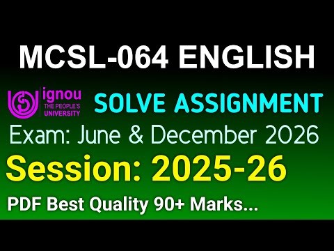 MCSL 64 Solved Assignment 2025-26 English, MCSL 64 Solved Assignment 25-26, MCSL-064 Assignment