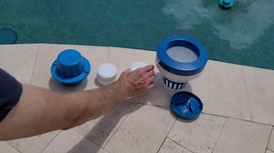 The Original Sinking and Floating Chlorine Dispenser for Pool, Uses Less Chlorine than a Floater, It Sinks - Cleans Water - Floats Back Up, Replaces Pool Chlorine Floater, Light Blue