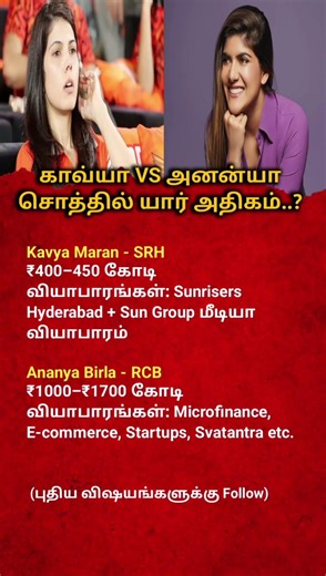 Kavya Maran vs Ananya Birla Net Worth Who is Richer? SRH vs RCB Business Empire Explained!#ipl2026
