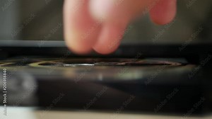 Disc in player - blu-ray, DVD, CD, SACD, audio video movie home cinema shallow depth of field