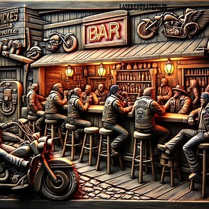 3D Print Motorcycle Biker Bar Svg File - Laser Cut File for Engraving Wood, Leather or Slate - Digital Art Download Glowforge Files - Etsy