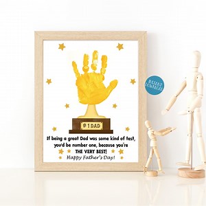 Trophy Handprint Art Gift for Dad, Fathers Day Handprint Craft, Gift From Daughter, Number 1 Dad, Baby Footprint Keepsake, DIY Kid Craft - Etsy
