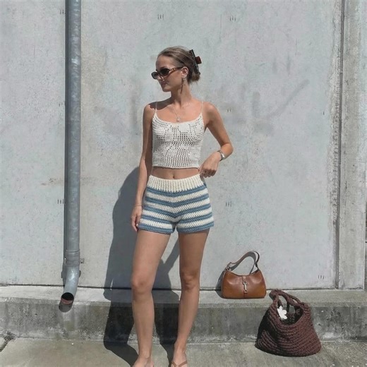 Crochet Shorts Pattern PDF, Blue White Striped Mini Shorts Tutorial, Women Summer Crochet, Beach Shorts Digital Download - Etsy UK