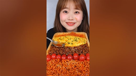 Asmer🌶🥵 eating, spicy noodles omelette #mukbang