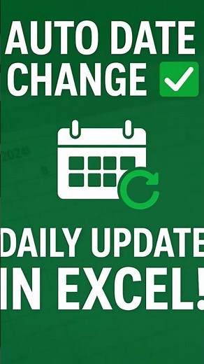 Excel Trick: Auto Date Change Daily | Current Date Auto Update #spreadsheets