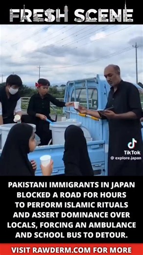 Fresh Scene on Instagram: "JAPAN: A group blocked a public road for hours to perform religious rituals, forcing an ambulance and a school bus to detour. The incident has raised concerns over public safety, emergency access, and enforcement of local laws. #Japan #PublicSafety #BreakingNews #TrafficDisruption #EmergencyServices RuleOfLaw ViralVideo"