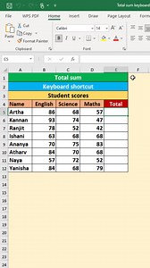 Total sum keyboard shortcut in excel | Time to Office