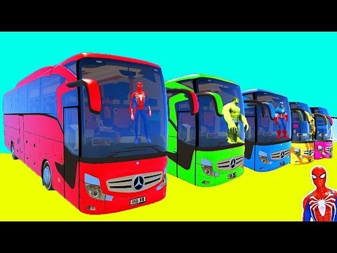 SPIDERMAN and BUSES Superheroes Parkour Challenge with Ironman and Hulk - GTA 5