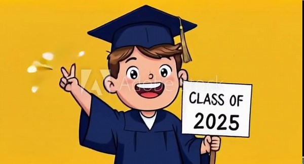 Class of 2025 Celebrate Graduation with Adorable Cartoon Illustration