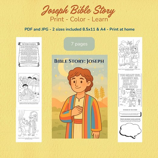 Joseph Bible Story Coloring Pages: Christian Sunday School Printable (PDF Download) - Etsy