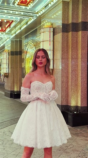 1.3K views | From sultry to sophisticated, these short wedding dresses offer something special for every bride! 朗 1-4? What does your perfect mini wedding dress look like?  Wedding Dresses Featured: Asteria AA2349 (Sexy), Aisha AA2405 (Modern), Lisa AA2411 (Modest), Bunny AA2410 (Vintage) Dress Designer: @angelaandalison : Original audio jensjulius_tejlgaard . . . . . #shortweddingdress #receptiondress #callablanche #weddingdress #weddingdressdesigner | Angela and Alison | Facebook