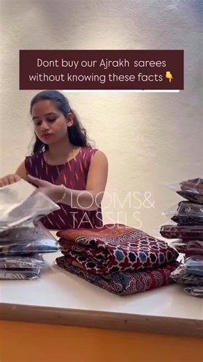 Looms & Tassels on Instagram: "1. They’re not machine-made. Every saree is hand-blocked by real artisans, which means no two are ever the same. 2. They have little flaws. Tiny smudges, uneven prints… that’s what happens when humans (not machines) make magic. 3. When you buy one, you’re not just adding to your wardrobe—you’re helping keep a whole tradition alive and putting food on artisan families’ tables. 4. They’re dyed with eco-friendly colors, so you’re making a stylish choice and a sustaina