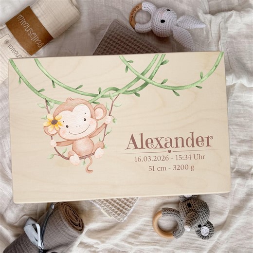 Personalized Baby Keepsake Box - Jungle | Baby Gift | Birth Gift | Christening Gift Idea With Name and Date of Birth - Etsy
