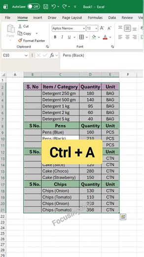 Auto Fill Serial Numbers in Blank Cells Instantly 🔢⚡📊 #focusinguide #shortvideo