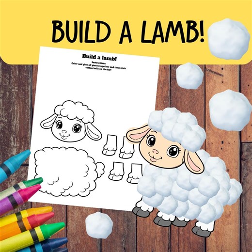 Lamb Cut and Paste Craft Printable, Build a Sheep Coloring Activity, Spring Farm Animal Preschool Craft, Easter Printable Kids Activity - Etsy