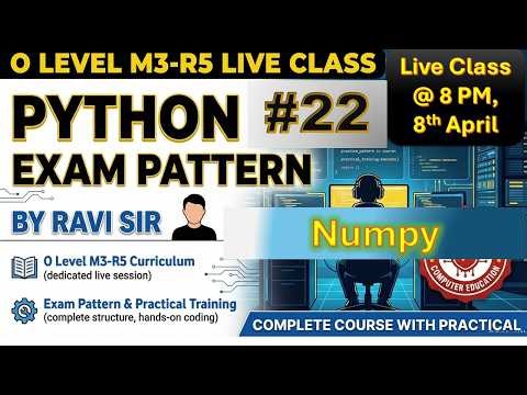 NumPy in Hindi | O Level Python | Complete Tutorial | Class-21 | MCQ | #aptinstitute