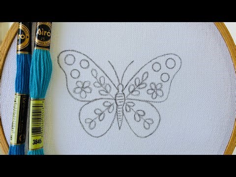 VERY EASY FLORAL BUTTERFLY HAND EMBROIDERY DESIGN FOR BEGINNERS