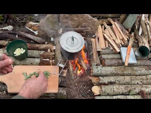 Cooking lunch at the bushcraft camp