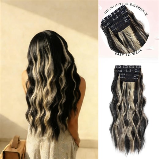 22‘’ 4PCS Balayage Hair Extensions, Long Curly Hair Extensions, Voluminous Big Wave Hair Extensions, Natural Clip in Extensions for Women - Etsy Australia
