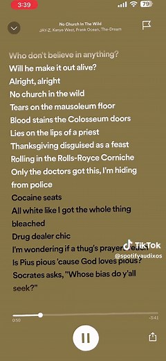 Part 8 | No church in the wild - Jay-Z, Kanye west, Frank Ocean, The-Dream #fyp #favoritesounds #foryoupage #spotify #audios #lyrics #fypシ #xyzbca