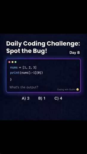 Python Reverse Slice Trap | Daily Coding Challenge — Day 8 #OutputPuzzle #BugHunt #CodingWithSudhir