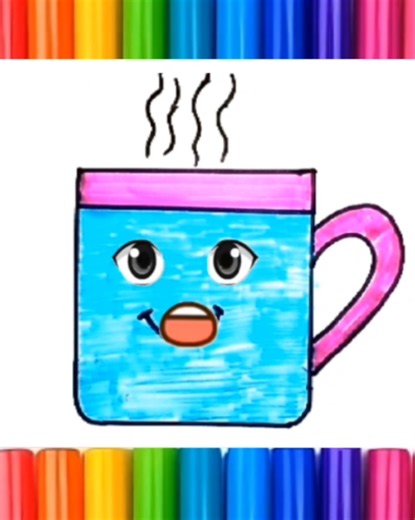 Cute Coffee Mug Drawing ☕😍 | Easy Cup Drawing for Kids | Kawaii Mug Art #Shorts