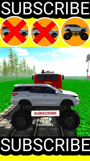 🚂💥 Fortuner vs Legender vs Giant Fortuner Train Crash Test! | Indian Bike Driving 3D #gaming #shorts