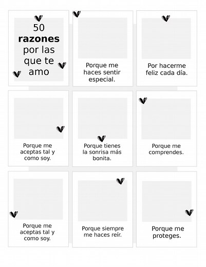 Plantilla de 50 razones por las que te amo ❤️ descarga GRATIS en pdf para imprimir - 🖨️ Carteles para imprimir GRATIS
