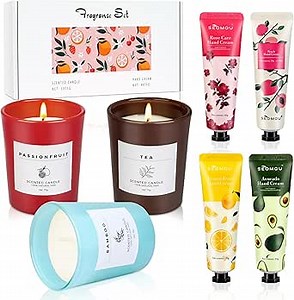 Hand Cream Gifts for Women, Scented Candle Gift Set，Hand Lotion for Dried Cracked Hands, Travel Size Mini Hand Lotion, Women Gift Box for Birthday Christmas Valentines Day Bridesmaid Proposal